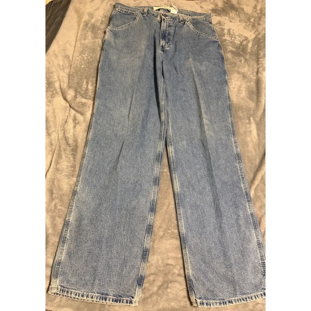 Vintage Gap Carpenter Jeans Mens 34x32 Light Wash Blue Denim Workwear Straight